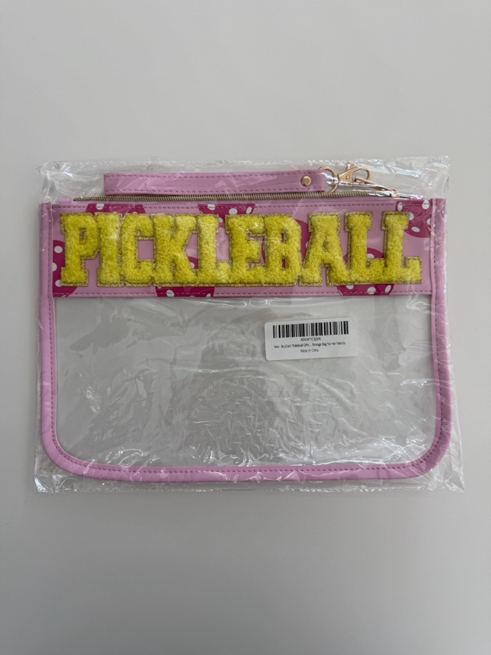 Pink "PICKLEBALL" Clear Pouch Wristlet - Accessories
